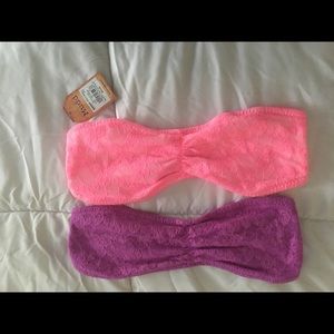 Mudd Neon pink and purple bandeau set